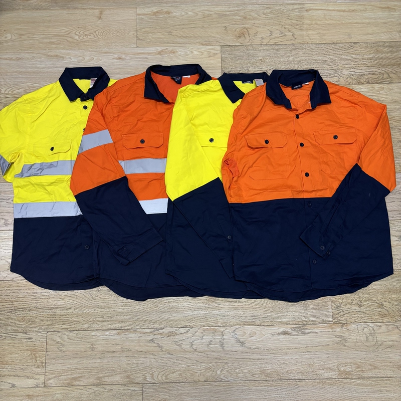 Foreign Trade Orange Breathable Mesh Night Reflective Strip Lapel Shirt Safety Clothing Color-Blocked Workwear Top Pure Cotton Unisex Foreign Trade Orange Breathable Mesh Night Reflective Strip Lapel Shirt Safety Clothing Color-Blocked Workwear Top Pure Cotton Unisex
