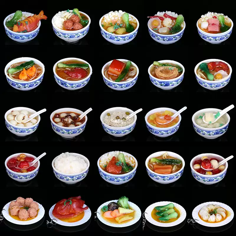 Mô phỏng bát mì mini gạo thu nhỏ mô hình thực phẩm thực phẩm tráng miệng người sành ăn đồ trang trí đồ chơi làm bằng tay đạo cụ