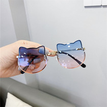 Cute kitten ear childrens glasses sunglasses cartoon fashion 3 year old baby girl net red princess tide
