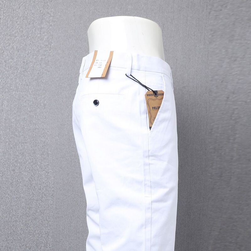 Spring and Summer Men's White Pure Cotton Straight-Leg Casual Pants, Loose, Breathable, Stretchy, Business Trousers, Versatile