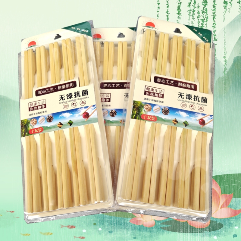 Chopsticks with Equal Thickness at Both Ends, Unpainted and Unwaxed, Household Bamboo Chopsticks, High-End Bamboo Hot Pot Chopsticks, Natural Bamboo, Non-Slip for Restaurants