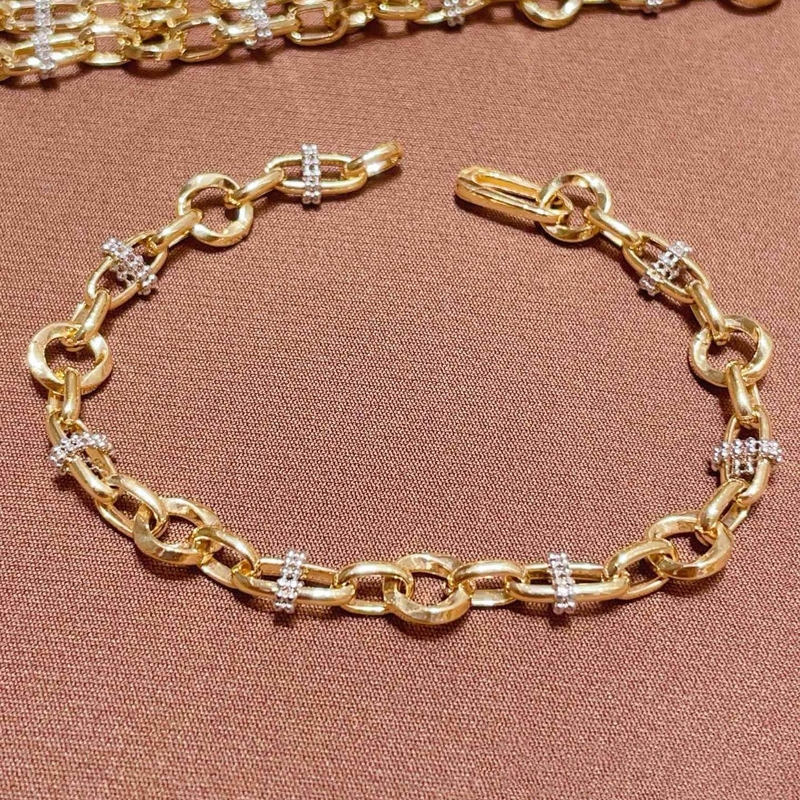 18K Gold Two-Tone Pig Nose Bracelet Necklace Au750 Plain Gold Women's Fashionable Versatile High-End Light Luxury Old Money Jewelry