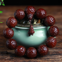 Indian small leaf red sandalwood handstring handmade clean knife hammer bead men 20 Gold Star high oil dense old material sandalwood beads