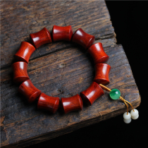 Small leaf red sandalwood bamboo hand string mens old material chicken blood red sandalwood rosary rosary