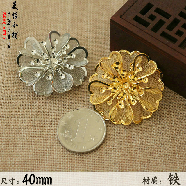 diy Accessories Ancient air Cos Handmade Handmade Headjewelry Material Metal Sheet Multi - layer Copper Palace Flower 40MM