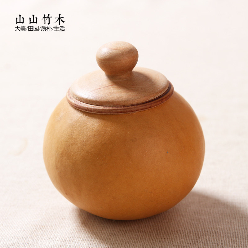 Mountain Bamboo Wood Gourd Tea Caddy Sealed Can Portable Packaging Box Green Tea Cover Japanese Small Bamboo Wood