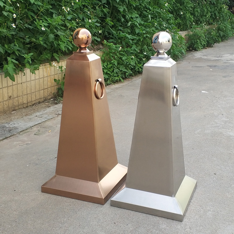Reflective cone stainless steel parking sign road cone custom isolation pile warning column Do not park ice cream tube barricade square cone