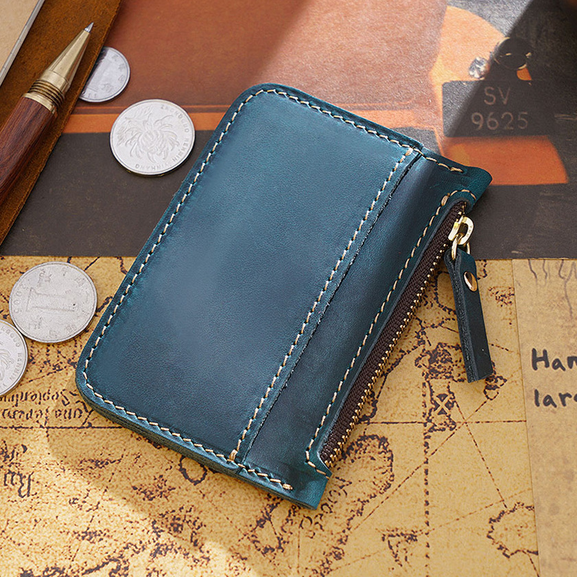 Popularity Car Stitch Line Retro Zero Men And Women Wallet bracelet Contained Bull Leather Mini Coin Woman Bag small card