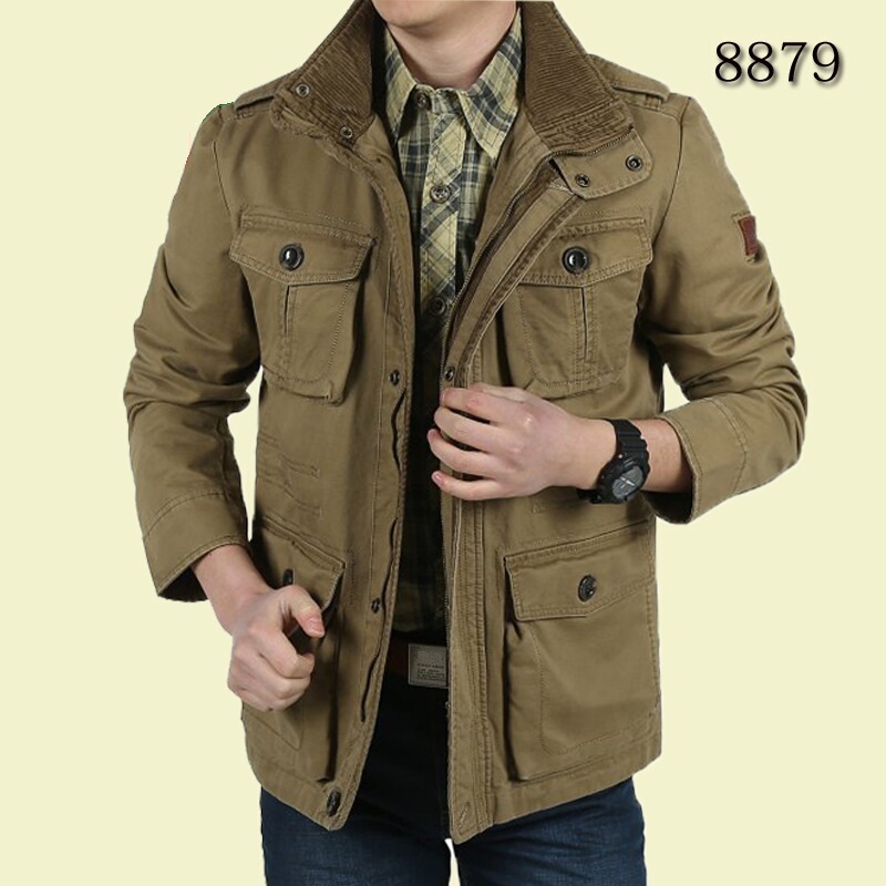 Jpdun Men's Jacket Spring, Autumn and Winter Large Size Loose Workwear Special Forces Multi-Pocket Business Casual Middle-Aged Jacket