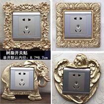 Resin European switch protective cover Golden Elephant luxury creative plug light switch decorative cover modern living room