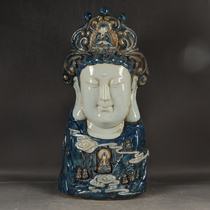 Jingdezhen Sculpture Porcelain Factory factory goods porcelain hand-painted blue and white Guanyin statue character collection ornaments old objects porcelain