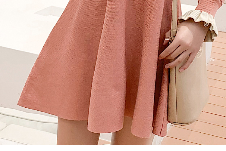 VK旗艦店 韓國風維多利亞復古針織設計感長袖洋裝