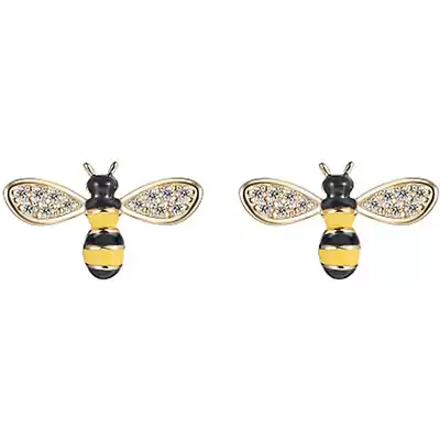 Creative temperament Cute little bee ear needle female exquisite personality Korean trendsetter forest epoxy paint earrings gold-plated