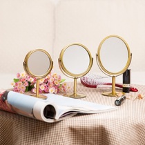 Double-sided HD desktop makeup mirror Female small metal desktop dressing mirror Student dormitory mirror Net red household mirror