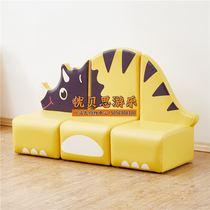 Kindergarten children baby triceratops soft sofa chair early education center reading area horn dinosaur sofa back chair