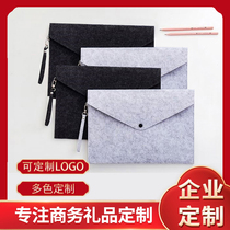 Simple briefcase fashion environmental protection business A4 felt file bag flat black computer bag can be customized LOGO