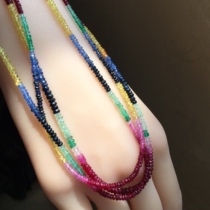Colorful sapphire necklace faceted smooth millet bead chain yellow blue ruby ​​drop necklace small and beautiful girlfriend