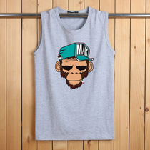 Summer Sleeveless Vest Mens Pure Cotton Round Collar Wide Shoulder T-shirt Men Gats Overweight overweight Shoulder Thin stretch waistcoat