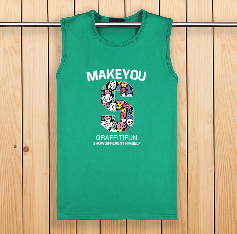 Mùa hè cotton không tay T-Shirt nam cộng với chất béo cộng với kích thước thể thao vest lỏng kích thước lớn vòng cổ vest đáy áo