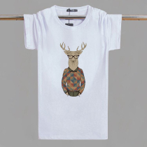 Summer mens clothing teen short sleeve T-shirt white manmade Korean version round collar pure cotton upper clothes half sleeve male summer trend