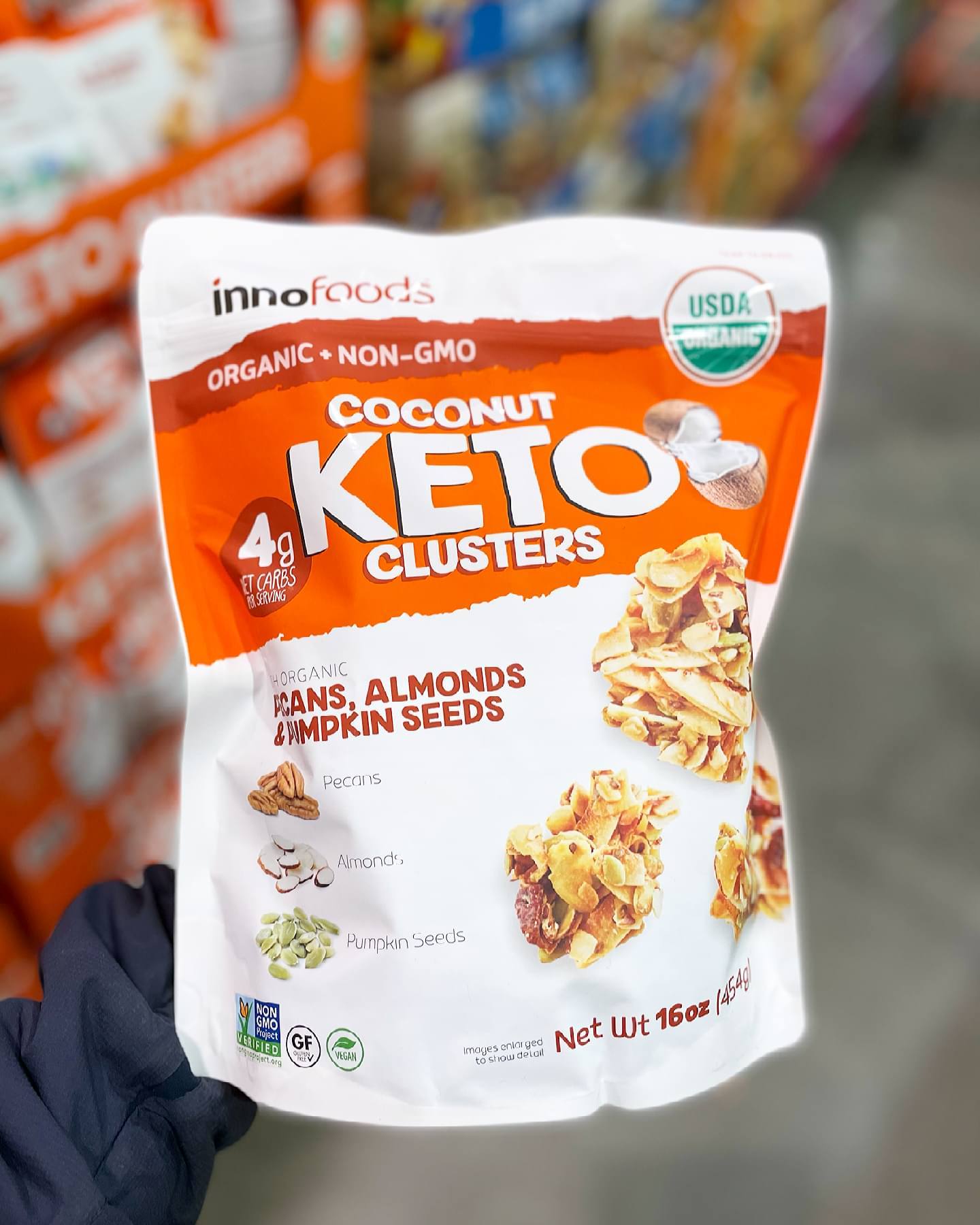 Spot innofoods KETO Keto Ketoxode snack organic coconut walnut almond pumpkin seed nuts low carbon 454g