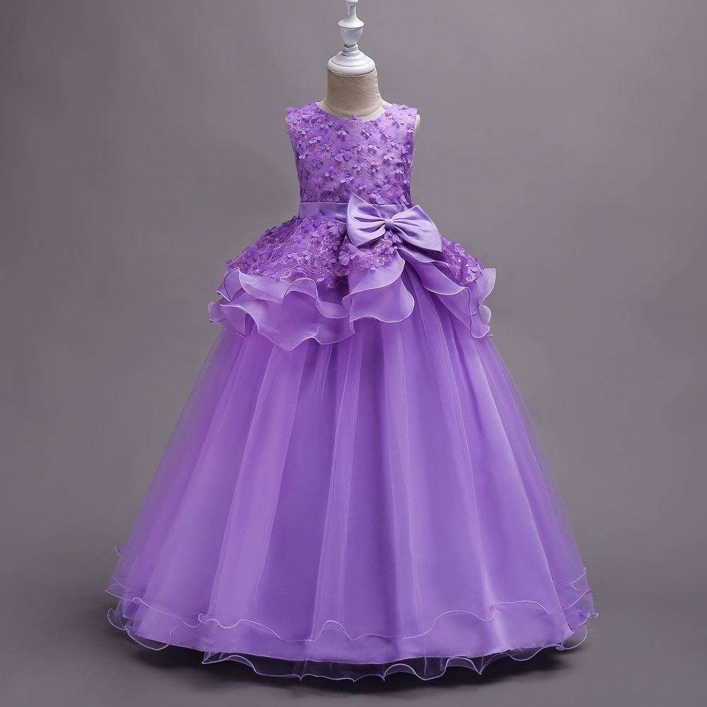 Công chúa lưới tutu cánh hoa dài váy cưới hoa cô gái organza váy trẻ em váy váy ZQ560 set vest 3 món cực chất cho bé trai