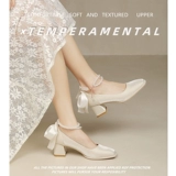 Обувь на высоком каблуке, красные свадебные туфли для невесты с бантиком, против усталых ног, 2024 года