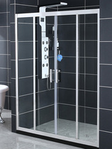 Huangqiao new two solid two live four doors dry and wet separation tempered glass door one-shaped simple bath screen partition