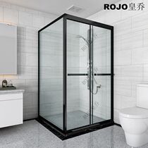 Stainless steel shower room hidden glass partition door L-shaped toilet dry and wet separation integral bathroom partition