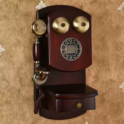 Retro wall-mounted telephone wall-mounted household antique telephone wall-mounted European-style creative old-fashioned turntable wireless plug-in card