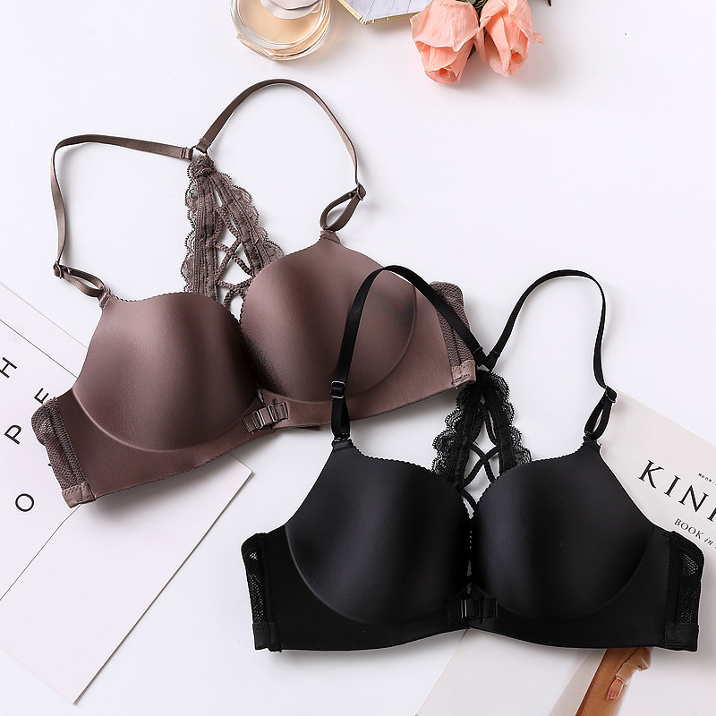 Traceless underwire-free chest button sexy beauty back set small chest gather adjustment type close nipple lingerie bra