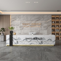 High-end light luxury slate cashier hotel club marble reception desk company bar artificial stone cashier qt