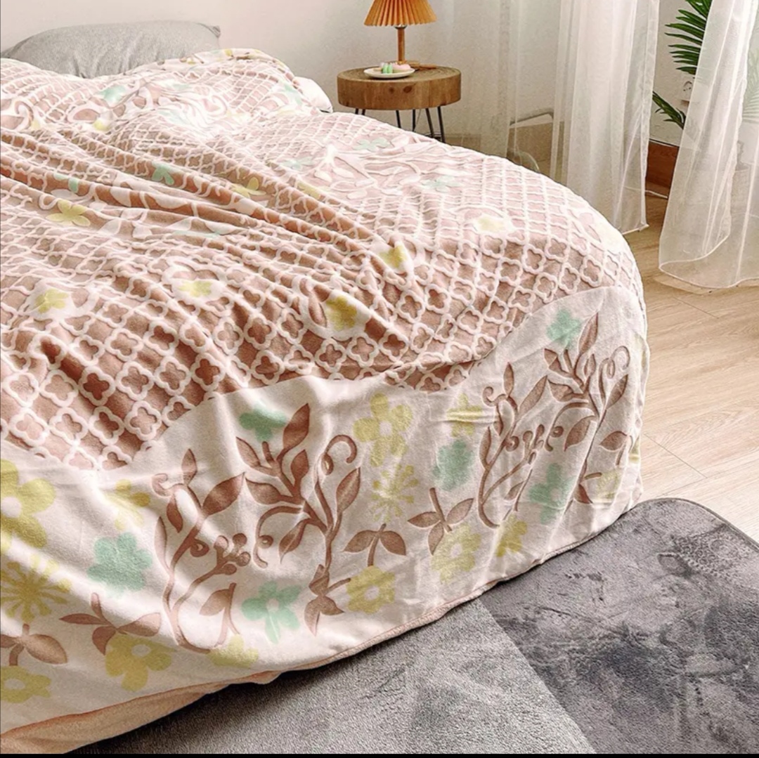 Export to Japan original single flannel brush flower packed pink 150*210