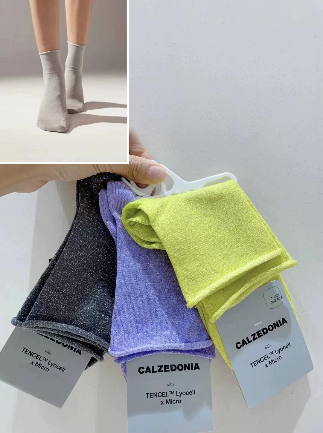 [Готово на складе] женские носки Calzedonia однотонного цвета, повседневные и удобные, светло-серебристые, хлопковые шелковистые, в разных цветах