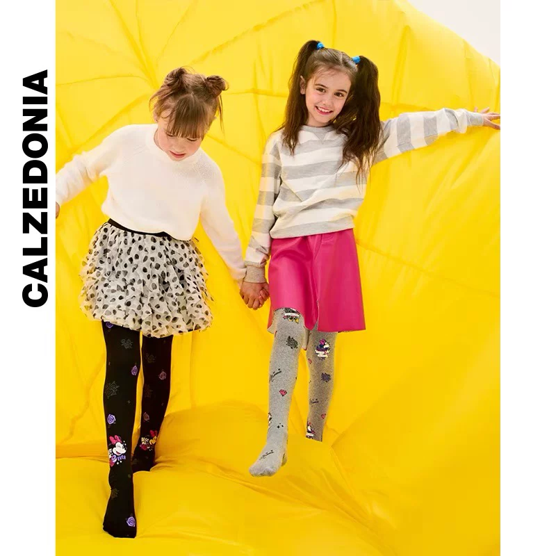 Детские колготки CALZEDONIA, новые осенние тонкие принцесса Эльза мультфильм бархатные колготки