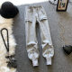 Gray velvet sweatpants women's loose bundled feet Harem casual pants spring 2023 new autumn and winter small pants