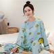 Bộ đồ ngủ cotton lụa của phụ nữ dài tay phù hợp với mùa xuân và mùa hè phim hoạt hình dễ thương giặt bông mỏng điều hòa không khí quần áo bông nhân tạo dịch vụ tại nhà - Nam giới