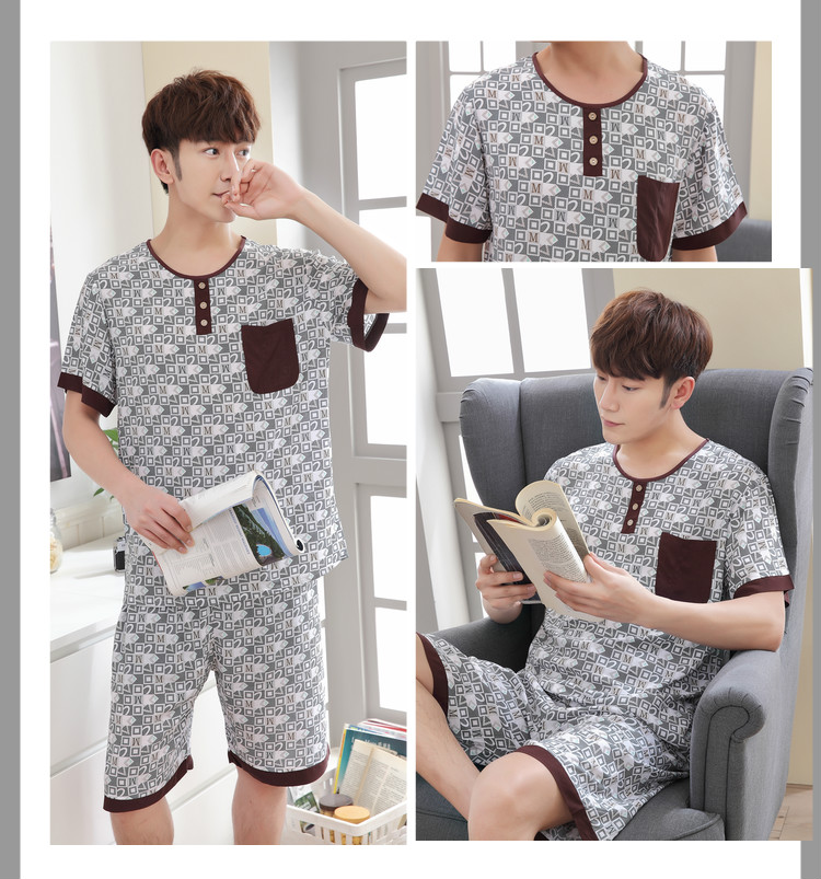 Mùa hè cotton nhân tạo bông đồ ngủ nam nhà dịch vụ cotton lụa trung niên đồ ngủ XL cộng với chất béo dày người đàn ông bộ khủng long