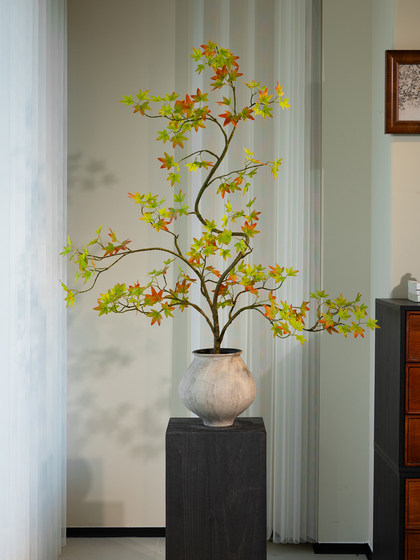 Colorful Gradient Flowing Water Maple Artificial Green Plant Fake Flower New Song-Style Tea Room Decoration Entrance Ornament High-End Bonsai