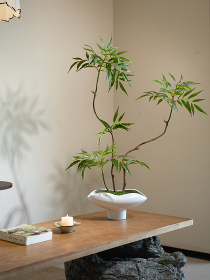 Top Ten Artificial Green Plants with Chinese Song Dynasty Aesthetics and Zen Style for Tea Table, Entryway Decoration, Fake Flower Potted Plants and Ornaments