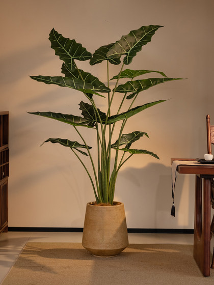 High-End Large Artificial Green Plant, Fake Potted Plant, Realistic Atmosphere for Living Room and Tea Room