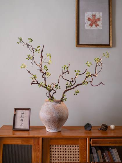 Wabi-Sabi Style Mountain Return Artificial Green Plant Light Luxury High-End Song Dynasty Aesthetics Dining Table Living Room Chinese-Style Entrance Zen Decoration