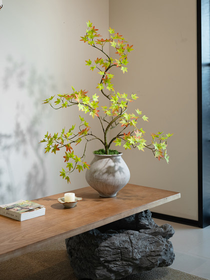 Colorful Gradient Flowing Water Maple Artificial Green Plant Fake Flower New Song-Style Tea Room Decoration Entrance Ornament High-End Bonsai