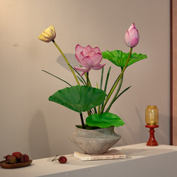 Good Luck Lotus, Artificial Lotus Bonsai, New Chinese-Style Decorative Ornament, High-End Realistic Tea Room Decoration, Song Dynasty Aesthetics