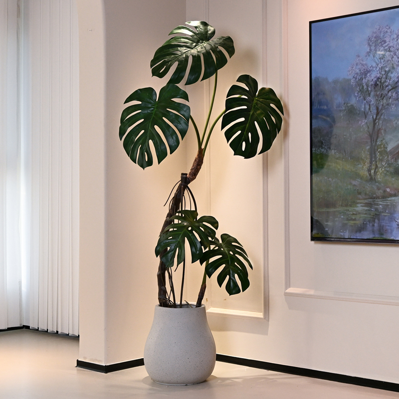 High-End Luxury Artificial Monstera Plant, Faux Tree, Indoor Bio-Inspired Flower, Large Floor-Standing Potted Plant for Living Room