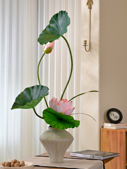 Lotus Artificial Flowers, High-End Realistic Fake Floral Arrangements, Light Luxury, Classy New Chinese Style Living Room and Tea Room Decoration