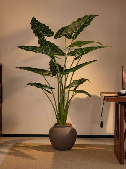 High-End Large Artificial Green Plant, Fake Potted Plant, Realistic Atmosphere for Living Room and Tea Room