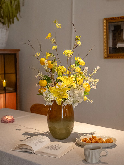 Haohong Jingpin Artificial Flowers, Fake Lilies, High-End Realistic Floral Arrangements, Living Room, French Dining Table, Entrance Hall Decorations