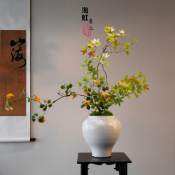 Maple Leaf Artificial Green Plant Bonsai Fake Flower Tea Room Decoration Retro High-End Realistic Floral Arrangement Chinese-Style Flowing Water Maple