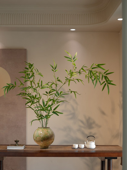 Bamboo Artificial Green Plant Potted Plant, Song Dynasty Aesthetics, Soft Decoration, Zen Style Ornament, Chinese-Style Living Room, Dining Room, Tea Room, Study Room Decoration